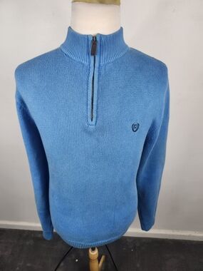 Chaps Mens XL Light Blue 1/2 Zip-Up Mock Neck Long Sleeve Sweater